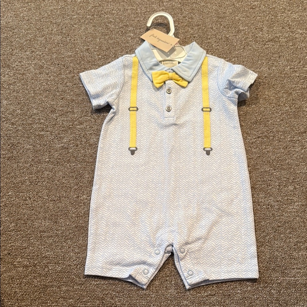 First Impressions Blue and Yellow Bodysuit with Bow Tie